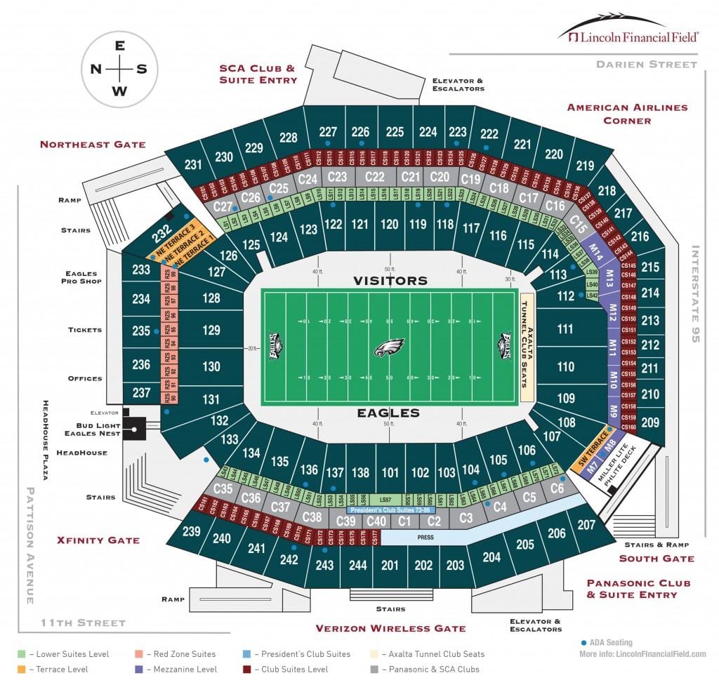 Philadelphia eagles სტადიონი რუკა