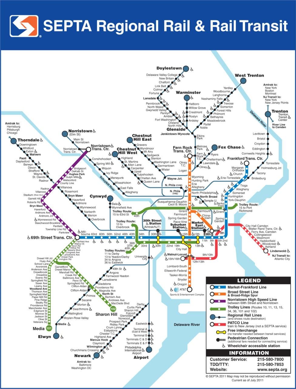 Septa რუკა ფილადელფია
