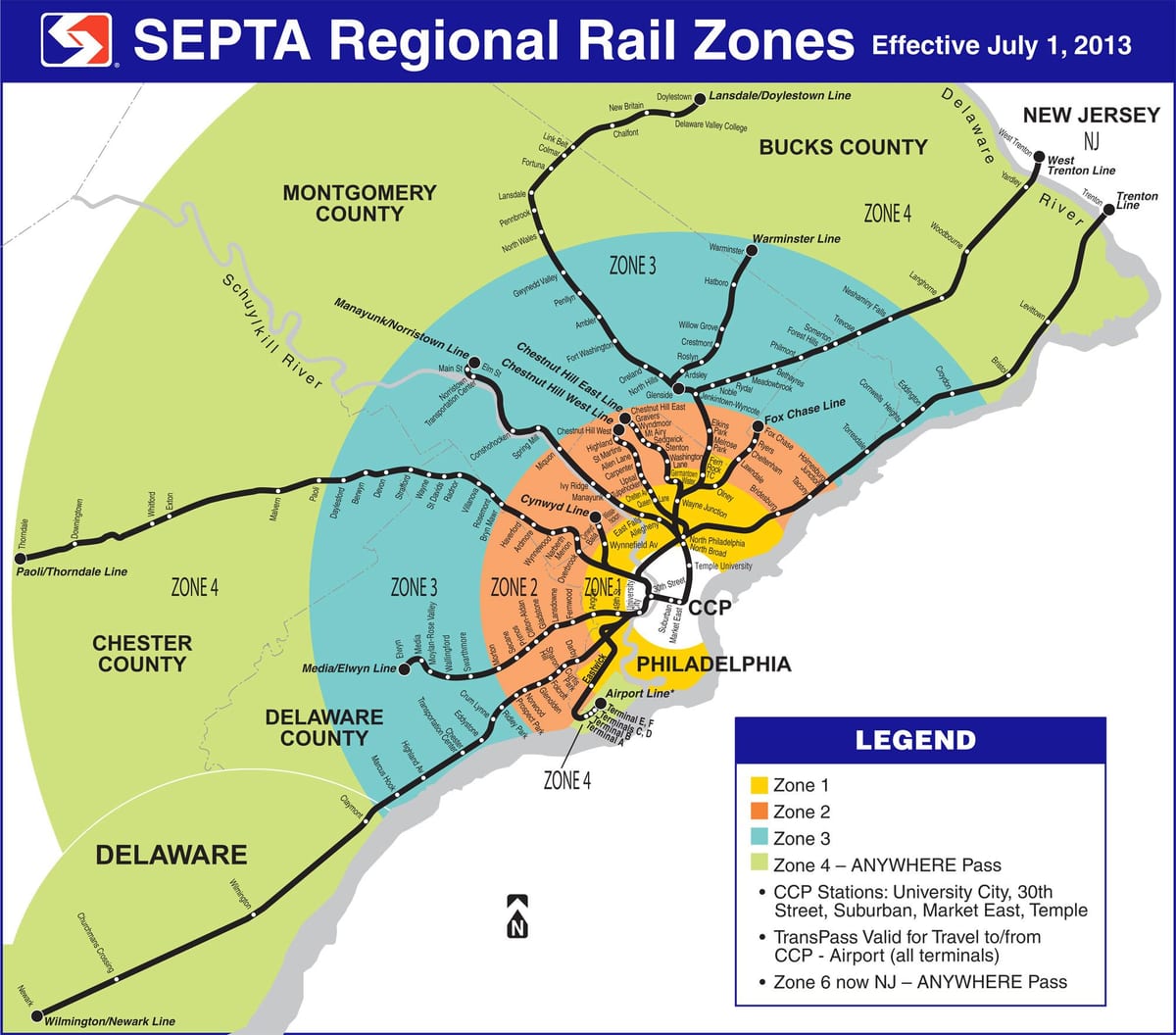 რუკა Septa ზონა