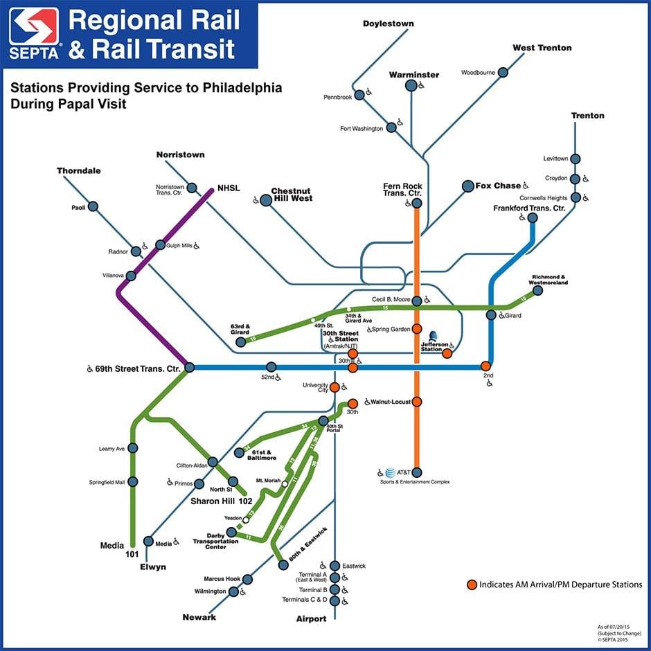 Septa რუკა Philly