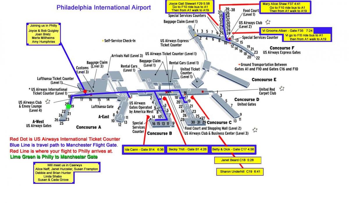 რუკა ფილადელფიის აეროპორტში