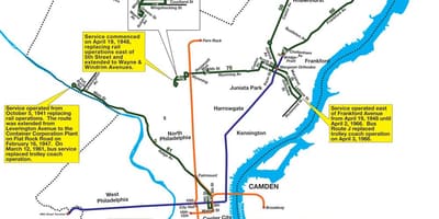 რუკა Septa trolley